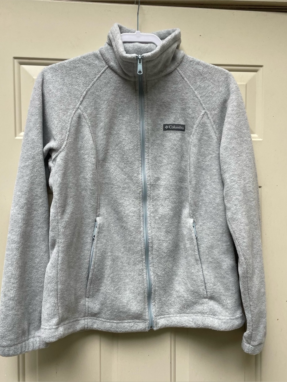Columbia light Gray Fleece Full Zip Jacket Women Medium Like New